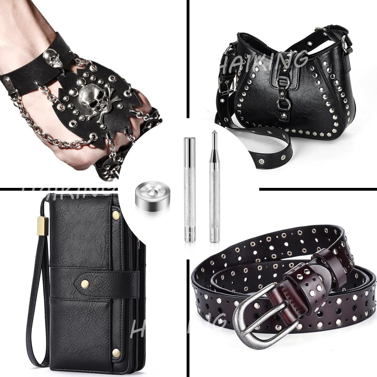 HAIKING Leather Punch Tool, 3 PCS Snap Rivet Setter for Backpacks, Leathercrafts, Jeans, Clothes (About 7Cm/2.75 In) image number 4