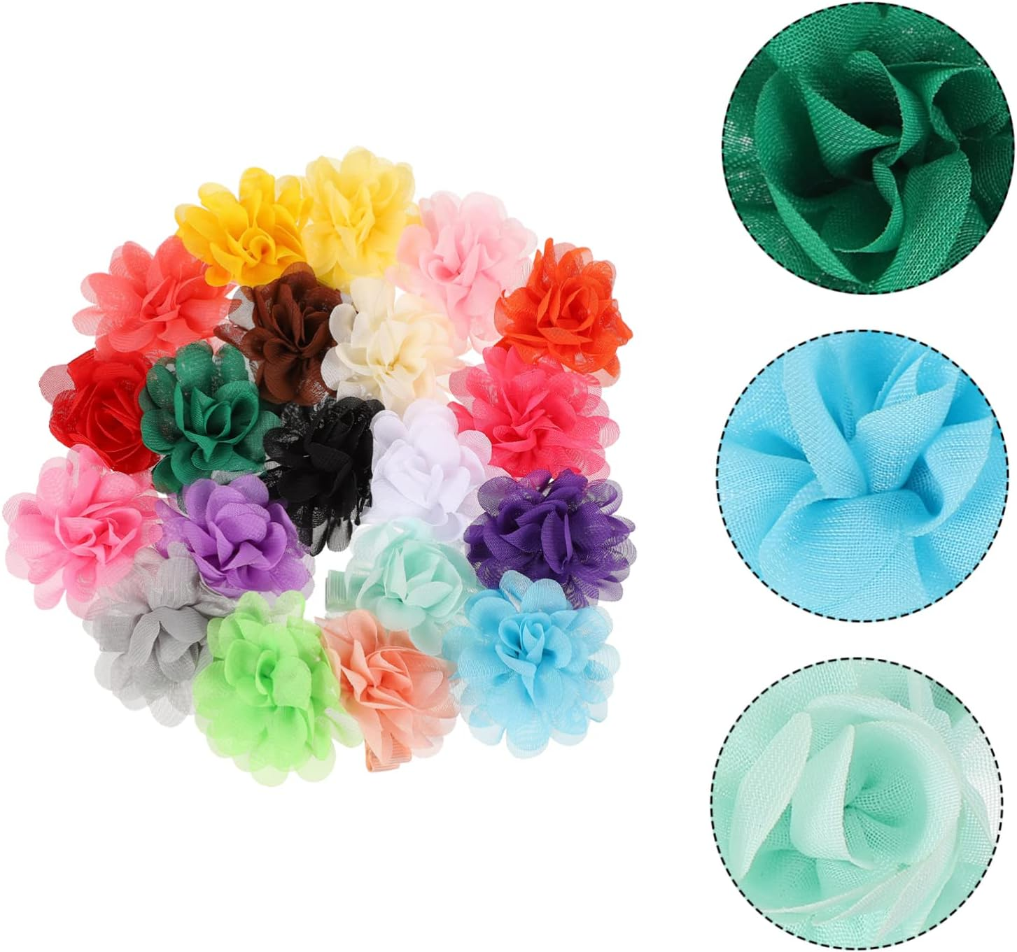 KALLORY 20Pcs Artificial Flower Hairpins for Girls Floral Hair Clasps Cute Hair Accessories for Doll Head Styling and Boys and Girls Random Color image number 1