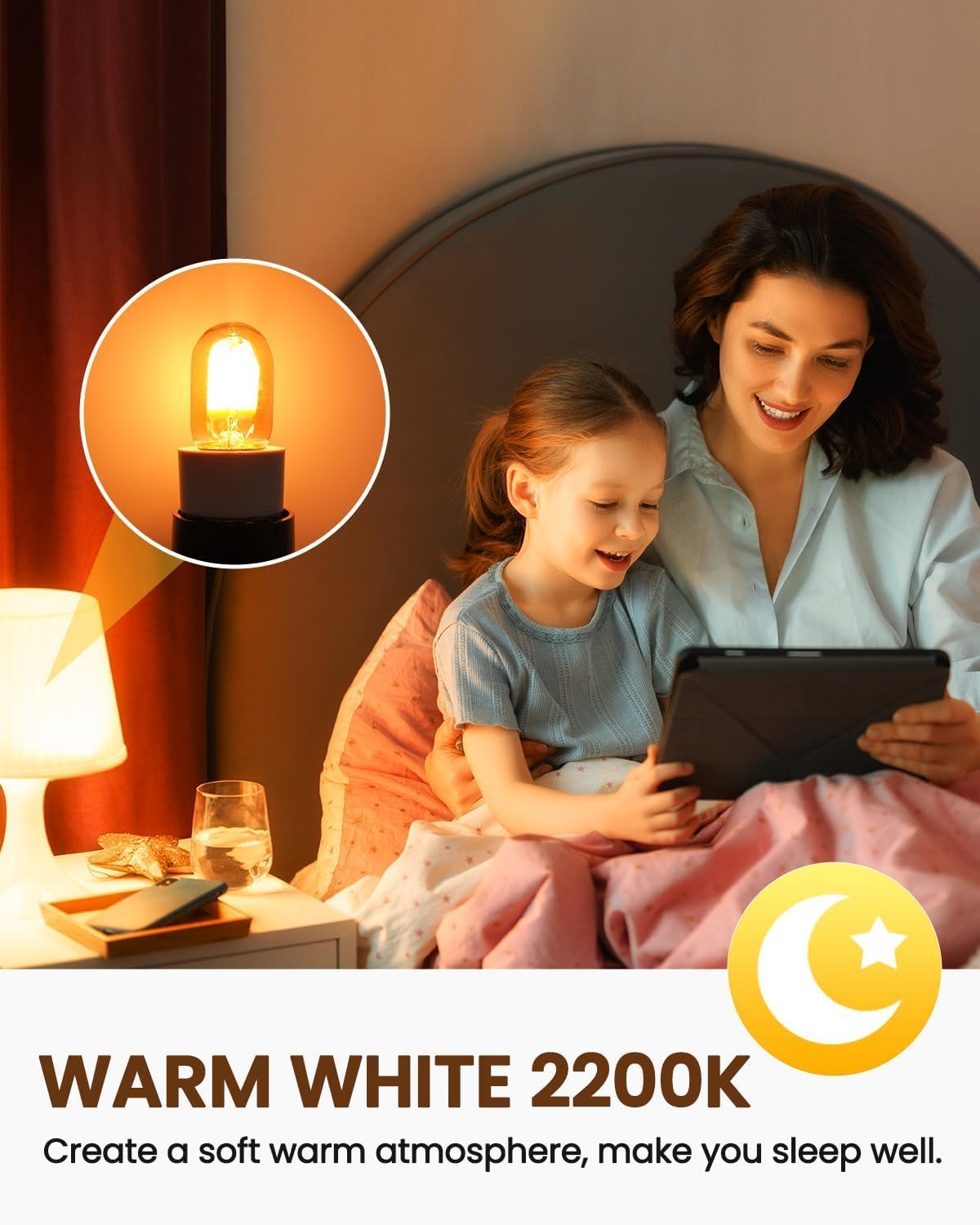 Doright Vintage E14 LED Bulb, Mini 1W Amber Glass, Warm White 2200K, Filament Retro Lamp, 10W-15W Equivalent, 95 Lumens, Non Dimmable, 2 Pieces image number 4