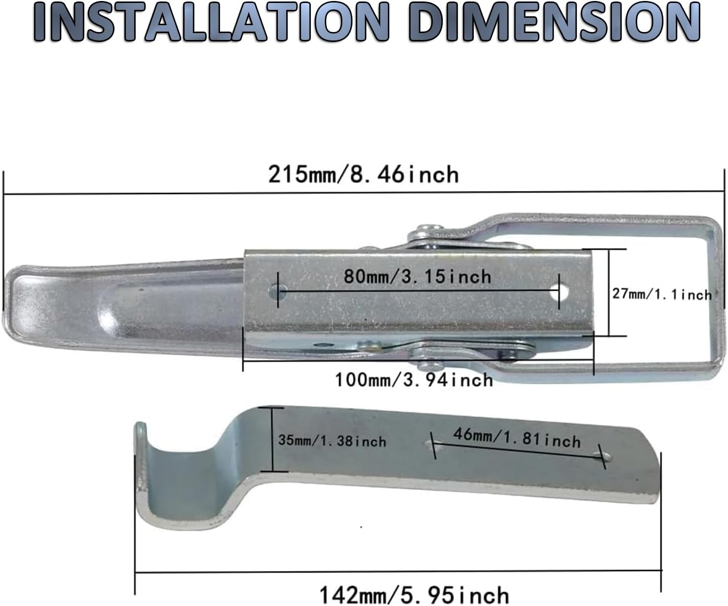 1 Pcs Trailer Gate Latch Handle Parts, RV Trailer Lift Gate Latches, Utility Trailer Tailgate Latch Replacement Accessories for RV Camper Caravan