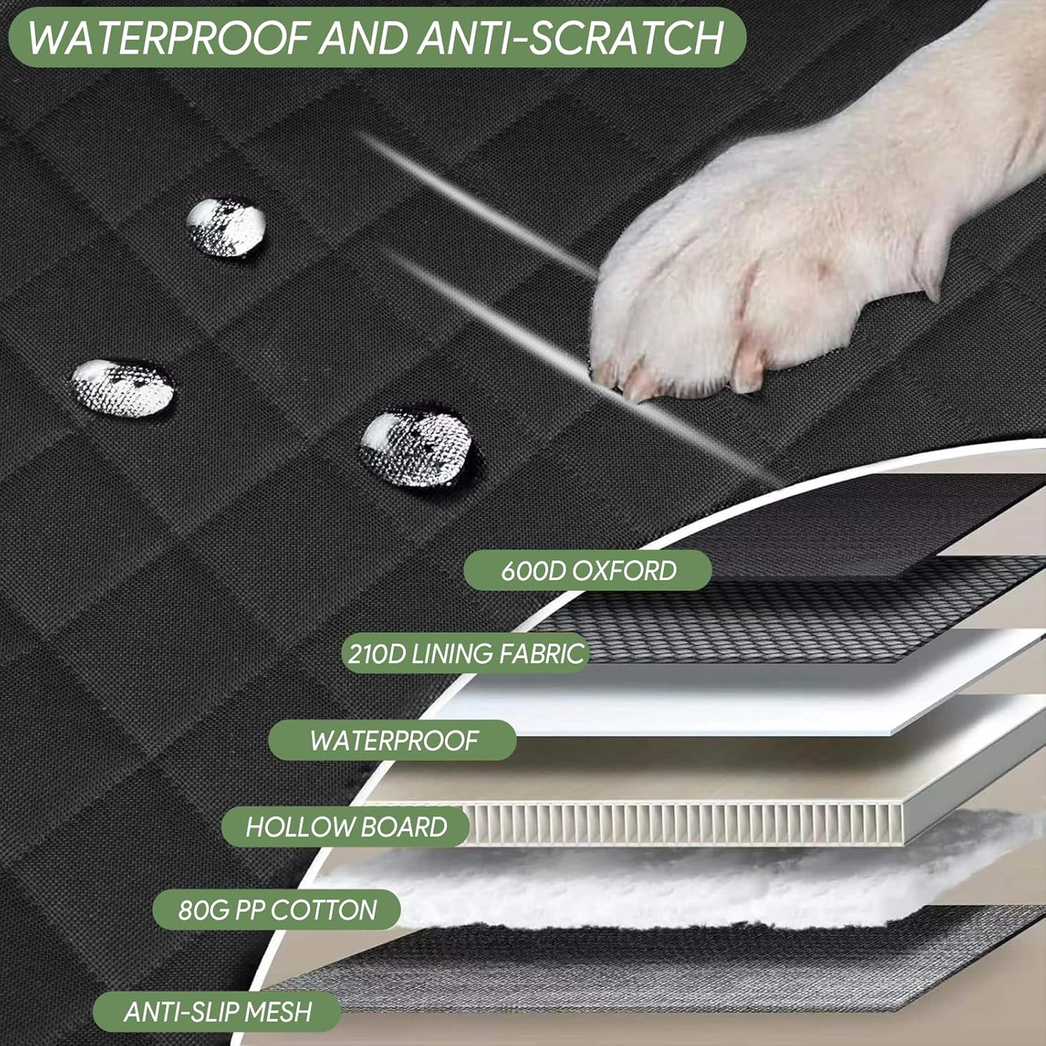 INSMEER Dog Seat Cover 7-In-1 Protection - Waterproof, Hard Bottom, Wear-Resistant, Machine-Washable, Universal Fit, Safety Belt, and Hammock Design for Ultimate Pet Comfort and Safety