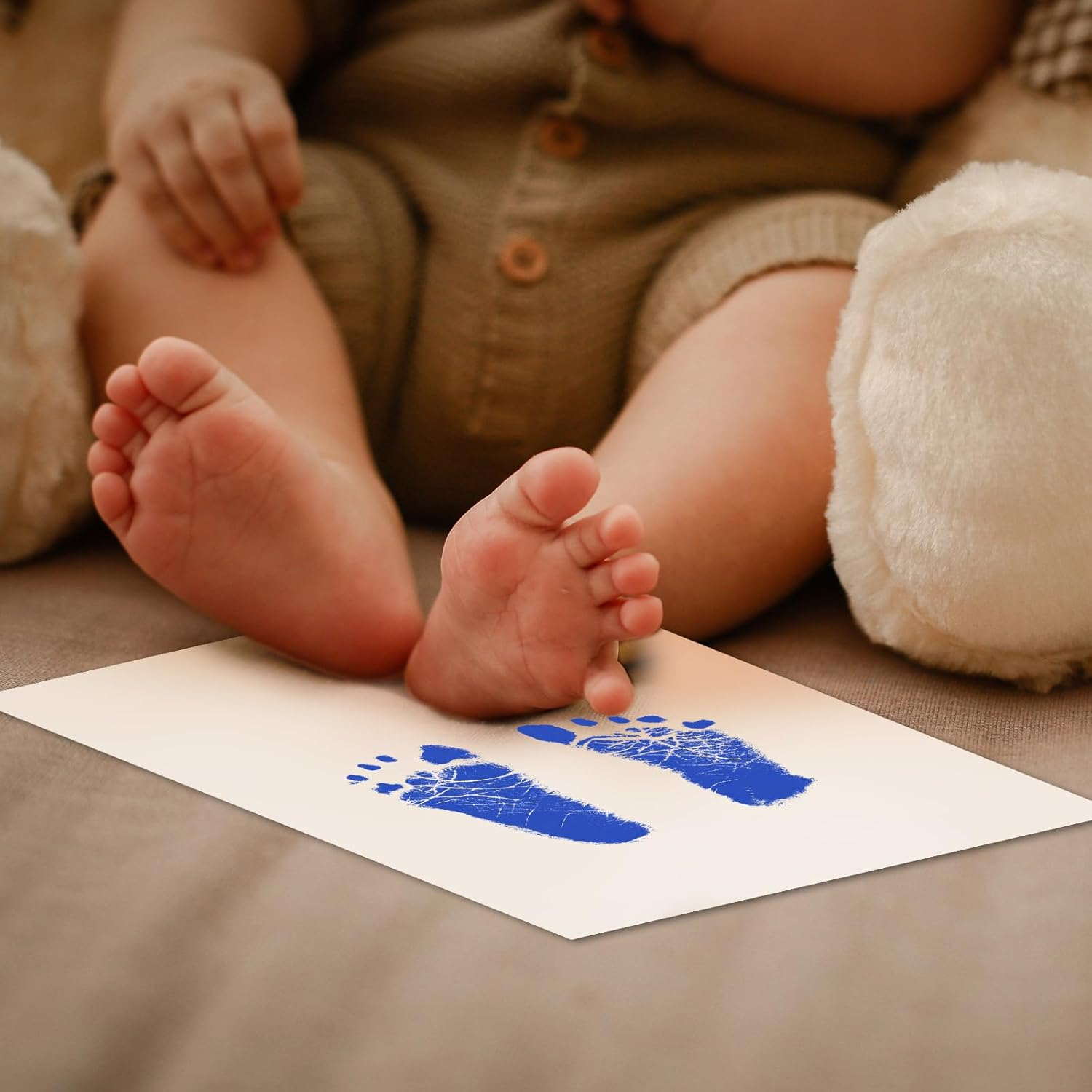 3 PCS Inkless Baby Print Baby Ink Hand and Footprint Kit, Handprint Picture Frame for Newborns Safe Clean Touch Ink Pad for Prints, Best New Mom and Shower Gift, Foot Impression Photo Keepsake for Girls & Boys (Blue) - Red image number 3