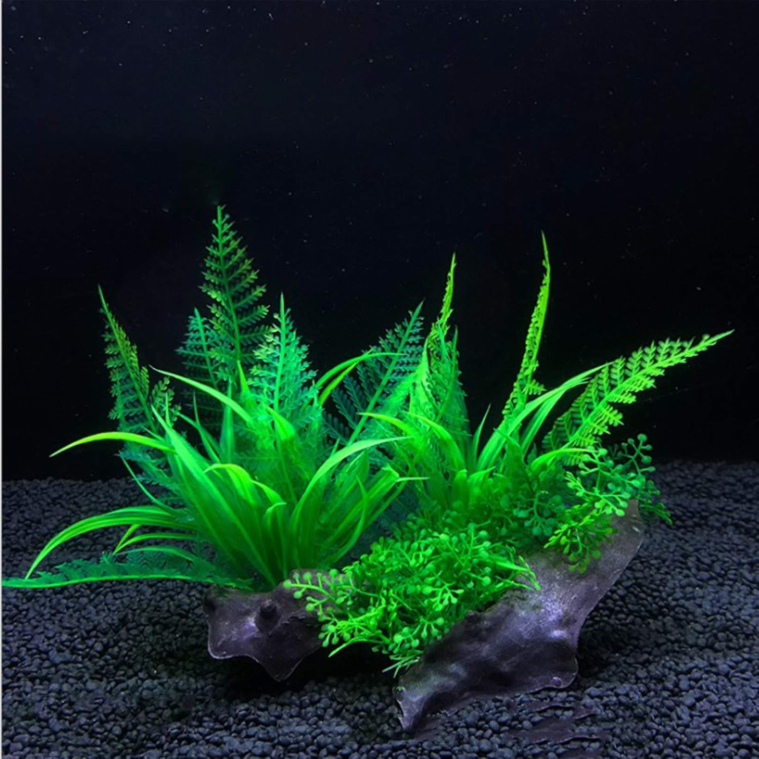 2 Pcs Aquarium Fish Tank Plants, Artificial Plastic Aquatic Plants with Rockery Base, Aquarium Decoration Accessories Aquarium Simulation Hydroponic Plants for Fish Tank for All Fish & Pets image number 2