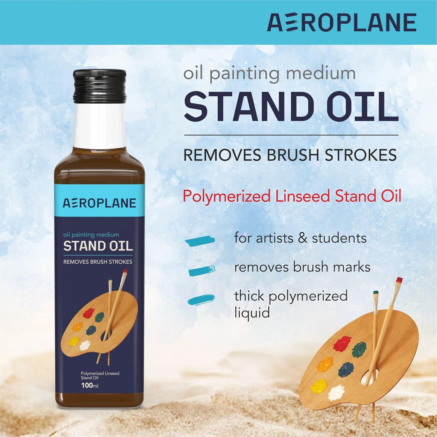 Aeroplane - Stand Oil for Artists - Removes Brush Strokes, Premium Art Supply (100 ML) (Amber, 100ML) image number 5