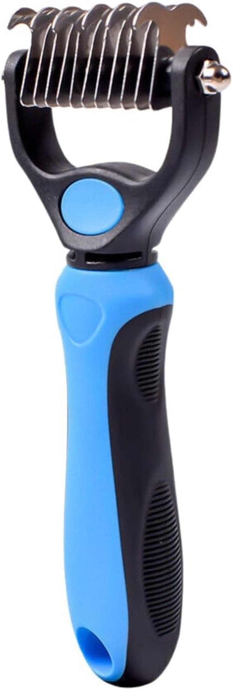 Leona Co Pet Grooming Brush, Double Sided Shedding, Dematting Deshedding Trimmer Undercoat Rake for Dogs & Cats (Small, Blue)