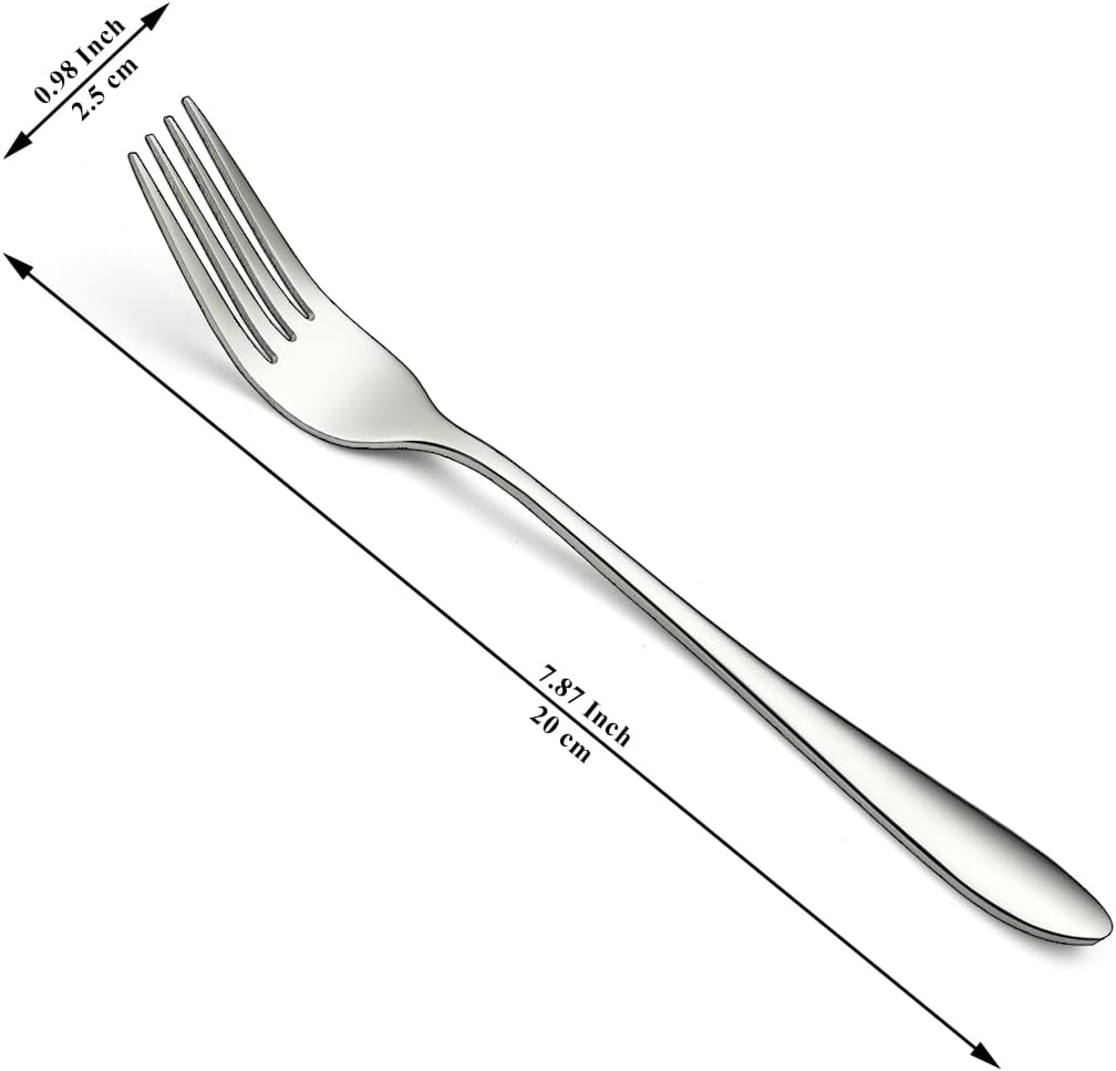 Berglander Table Fork Set with 12 Pieces 20.5 Cm, Stainless Steel Fork Set, Forks for Dinner for Home, Restaurant, Daily Food, Easy to Clean and Dishwasher Safe - 1. Silver image number 4