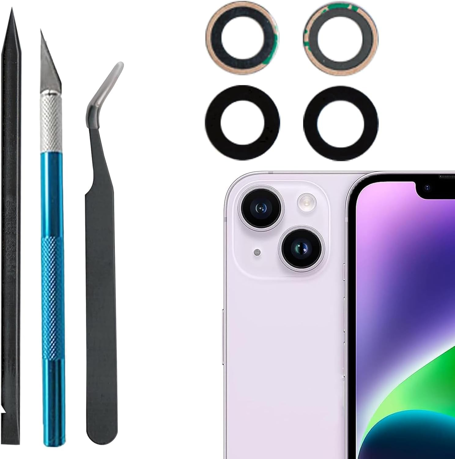 Back Rear Camera Lens Glass Replacement for Iphone 16 Camera Glass Replacement Kits with Pre-Installed Adhesive and Reparing Toolkits image number 5