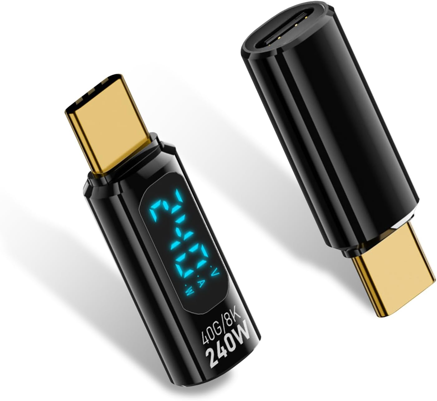 Duttek 240W USB C Extension Adapter with Digital Display, 40Gbps USB C Male to Female Adapter, USB C Adapter Support 8K@60Hz for Thunderbolt 4/3, Iphone 16 15 Pro Max 2 Pack (Blue)