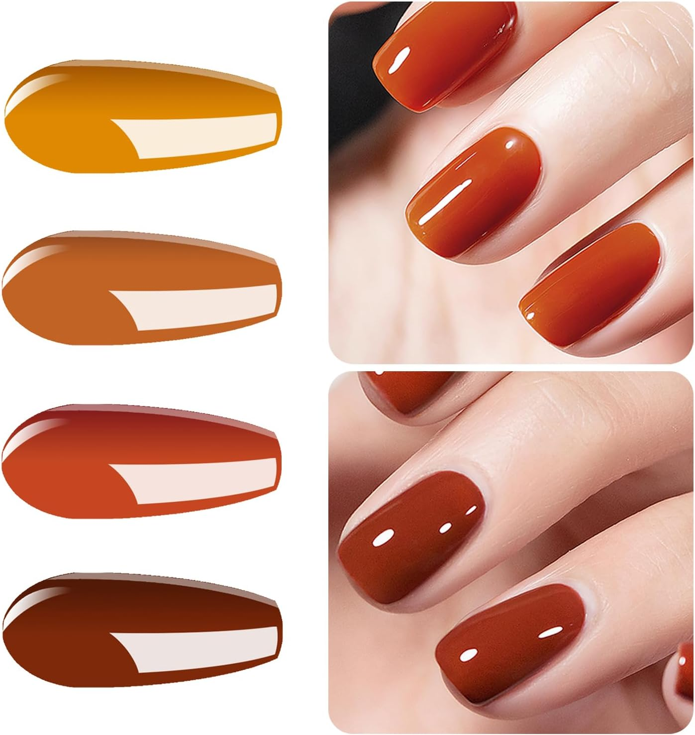 Vishine Gel Nail Polish Set - 4 Colors Pumpkin Spice Orange Carrot Halloween Collection Nail Art Nail Polish UV LED Gel Polish Varnish Long-Lasting Salon DIY Manicure 8Ml C042