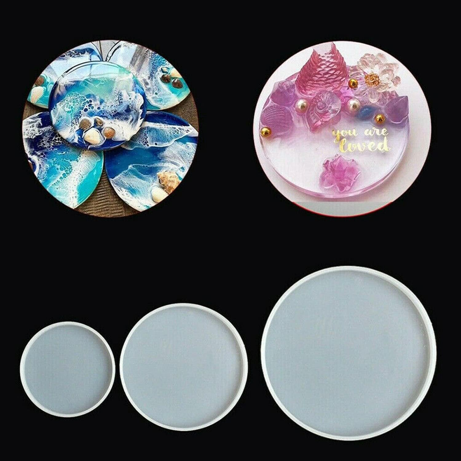 Round Coaster Resin Casting Mould Epoxy Mold Silicone DIY Tool Jewelry Agate Making Craft (8Cm) image number 4