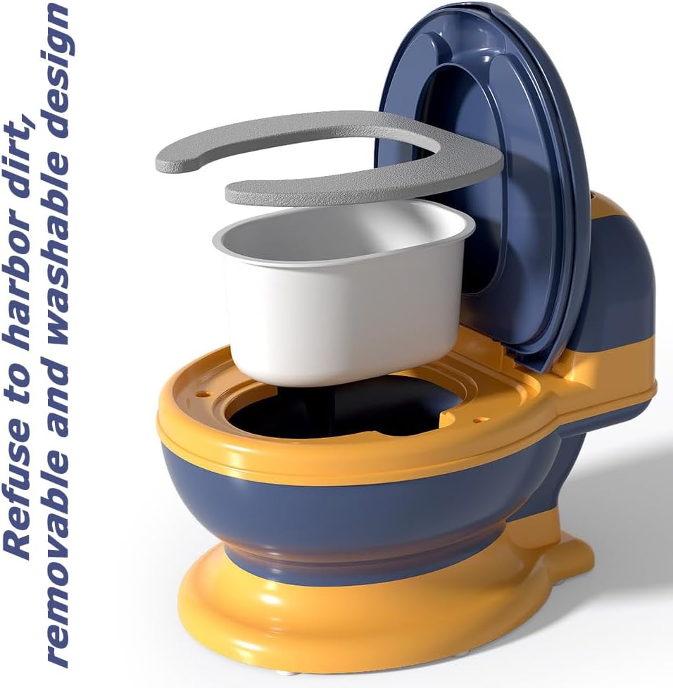 2-In-1 Training Toilet with Wipes Storage, Removable Potty Pot, Baby Trainer Easy to Clean, Realistic Toilet for Toddler& Baby& Kids