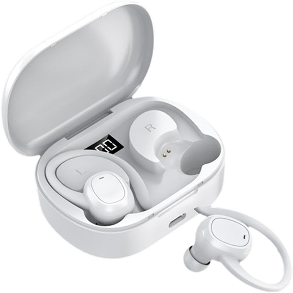 Bluetooth Headphones Ear Hooks Stereo V5.3 Earbuds for Sports Working Gaming White image number 3