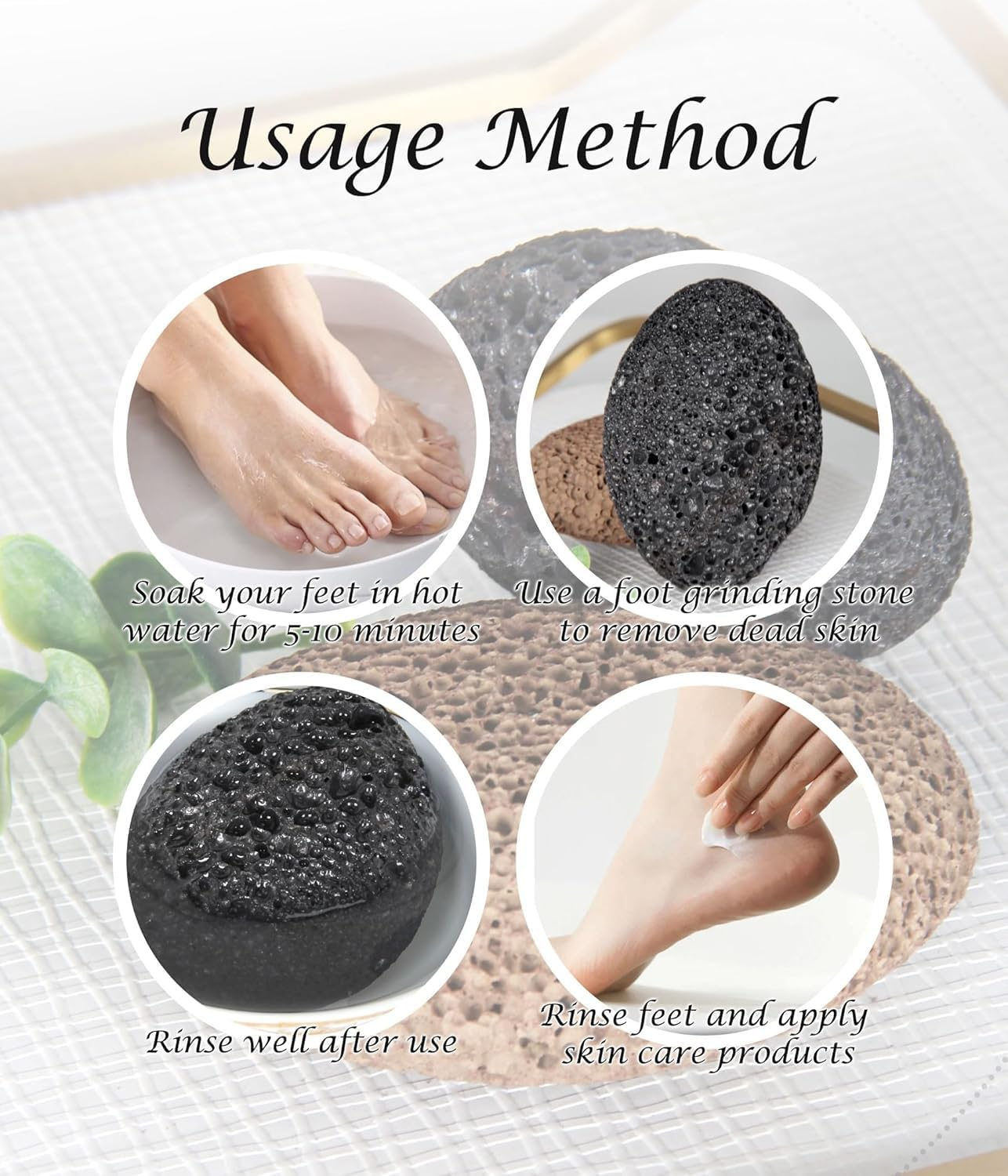 Pure Natural Volcanic Stone Foot Grinder for Removing Dead Skin from the Soles and Heels of the Feet, Removing Calluses and Keratin (Black, One Size) image number 4