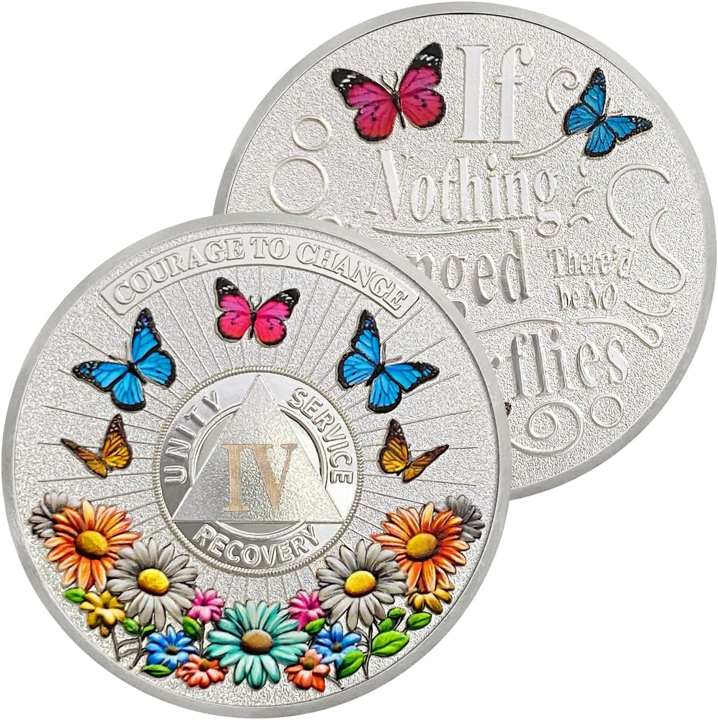 4 Year Sun Chrysanthemum Sobriety Coin Gifts Set | Enamel Coated AA Chip Medallion with Protective Case | Commemorative Token for Men & Women in Recovery | AA Sobriety Gifts Medallion for Year image number 3