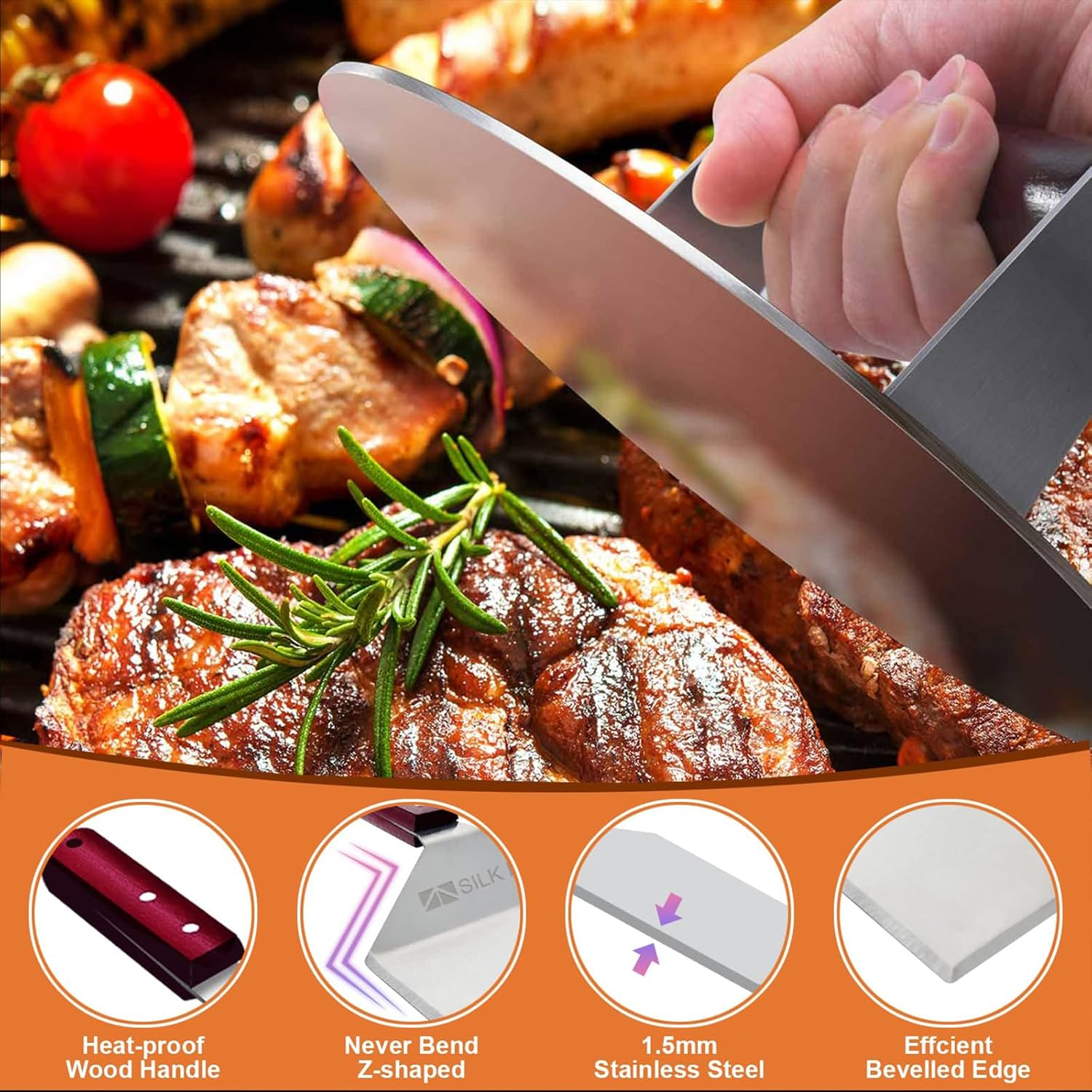 Stainless Steel Burger Crusher, 5.5-Inch round Crusher with Scald Resistant Handle for Crushing Burgers, Bacon, Ground Beef, Meat and Sausage