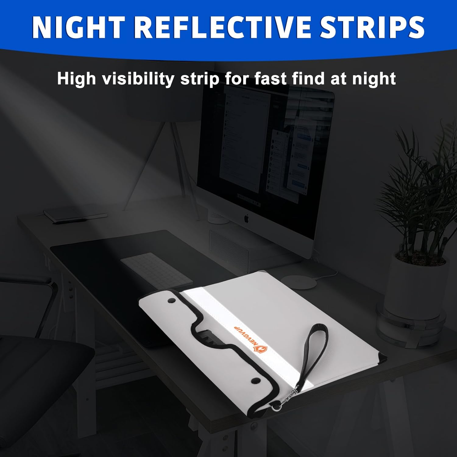 Upgraded 6200&deg;F Fireproof Money Bag with Lock, Fireproof Bag W. Zipper/Reflective Strip, 9 Layers of Heat Insulated Material, Water Resistant Fire Proof Money Bag for Cash, Fire Bag for A5 Documents image number 6