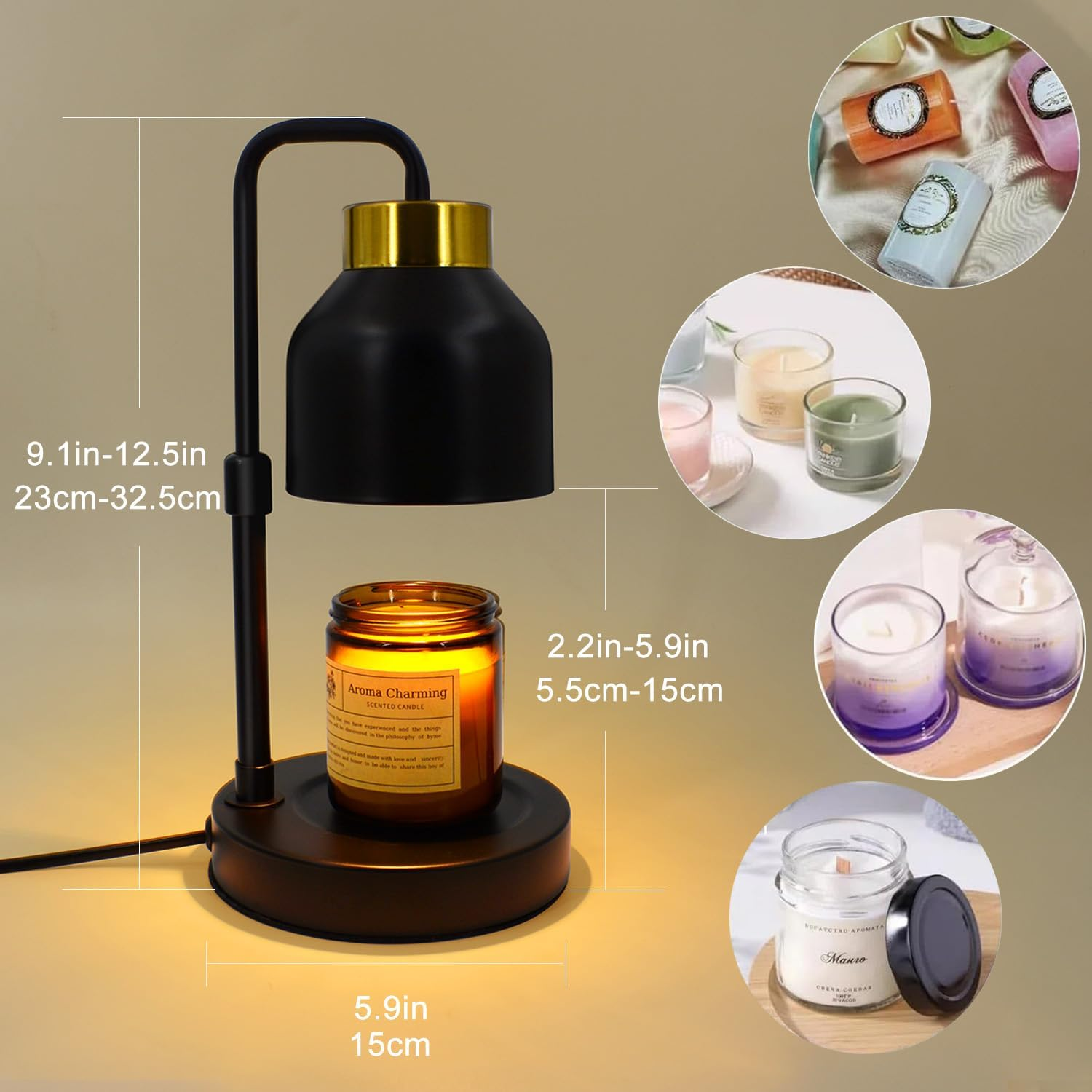 Candle Warmer Lamp,Electric Candle Warmer with Timer Dimmer Adjustable Height, Mom Christmas Birthday Gifts for Women, House Warming Gifts New Home Bedroom Decor image number 2