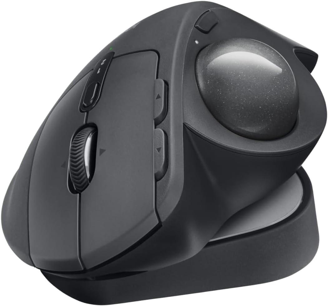 Logitech MX Ergo S Advanced Wireless Trackball Mouse, USB-C Rechargeable Wireless Ergonomic Mouse with Bluetooth and Encrypted Dongle, 6 Programmable Buttons, for Pc/Mac image number 6