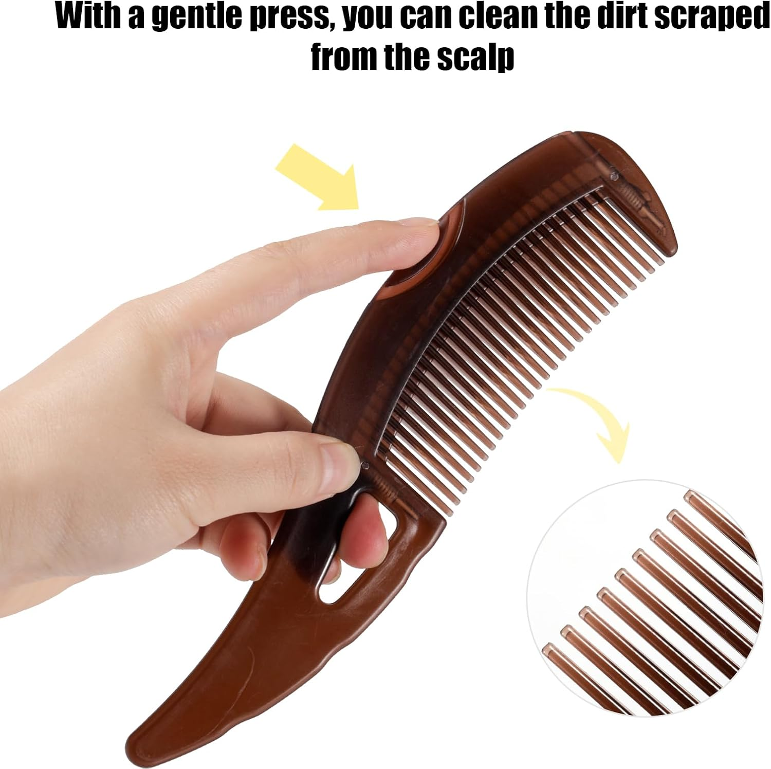 2Pcs Dandruff Comb, 8.11X1.97In Hollow Tooth Hair Comb Comfortable Dandruff Brush Scalp Sweep Detoxing Comb for Woman&Man image number 5