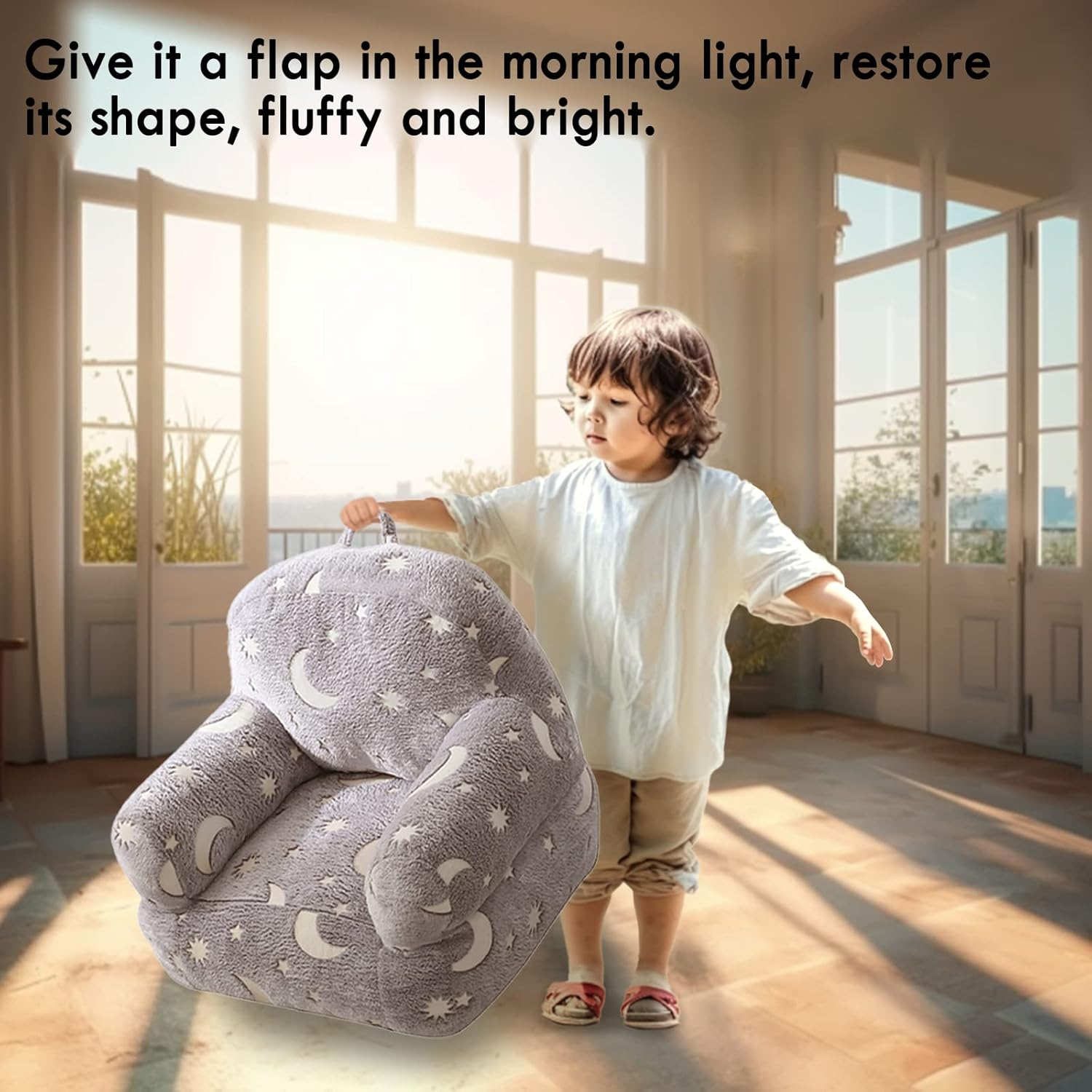 Kids Couch, Glow in the Dark Kids Bean Bag Chair Children Couch Toddler Sofa Chair Mini Sofa Armrest Couch for Children, Lightweight Children Sofa Chair image number 3