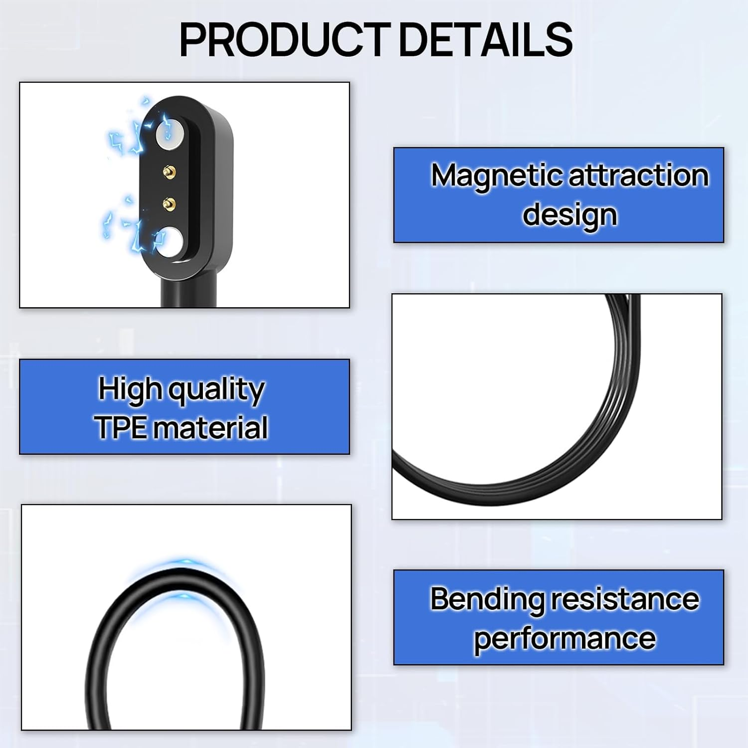 2Pcs Watch Magnetic Charging Cable, Smart Watch Charging Cable, Magnetic Charger Cable, Charging Cable Smart Watch Compatible with Fitpolo, Smart Watch Charger Compatible with IDW13/IDW16/IDW19 image number 6