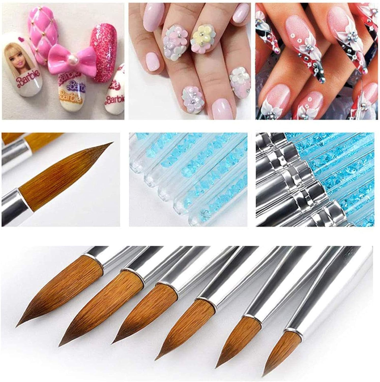 6 Pcs Nail Art Brushes Design Painting Detailing Drawing Pen Set Bundle Tool Kit image number 3