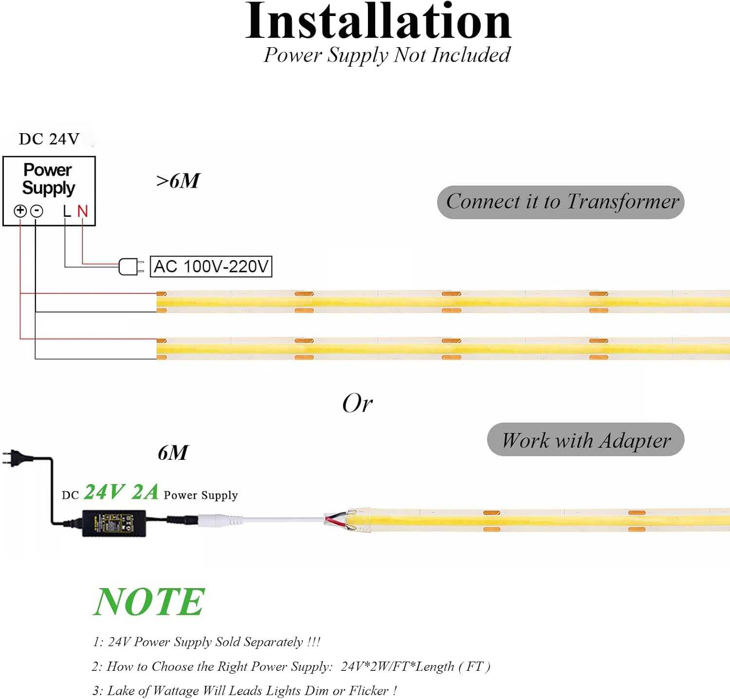JOYLIT COB Indoor LED Strips 24V Natural White 4000K 6M 320Leds/M CRI 90+, Dimmable LED Strip Light for Indoor Decoration Bedroom Kitchen Wardrobe Shelf image number 3