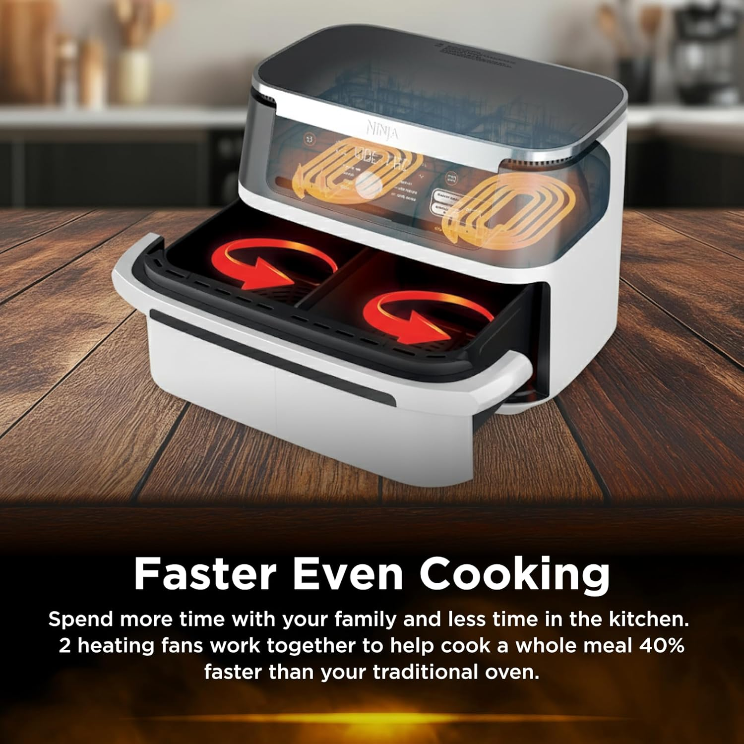 Ninja XXXL Flexdrawer Air Fryer, 10.4L Extra Large Drawer with Removable Divider, Dual Zone Technology, 7 Functions, Non Stick, AF500WHANZ, White image number 4