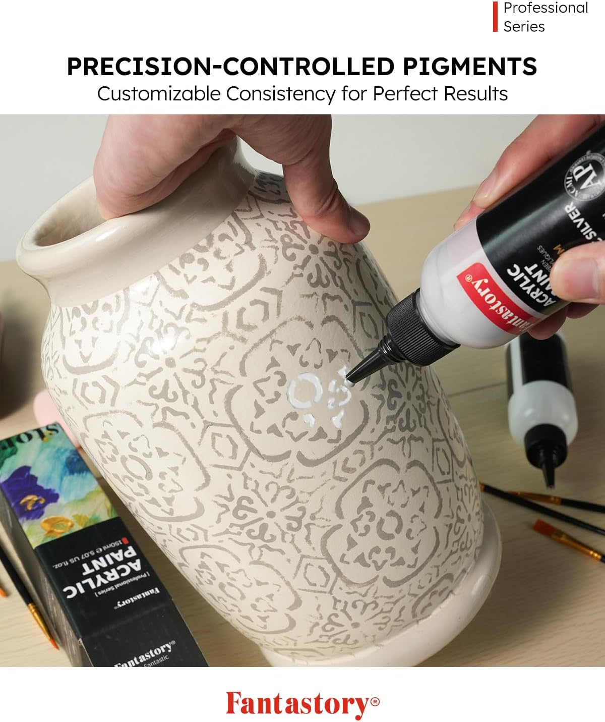 Fantastory Artist Series High-Pigment Acrylic - Classic Red (150Ml/5Oz) - Maximum Coverage + True Color Retention, Pro Formula for Canvas/Wood/Clay/Fabric/Glaze image number 4