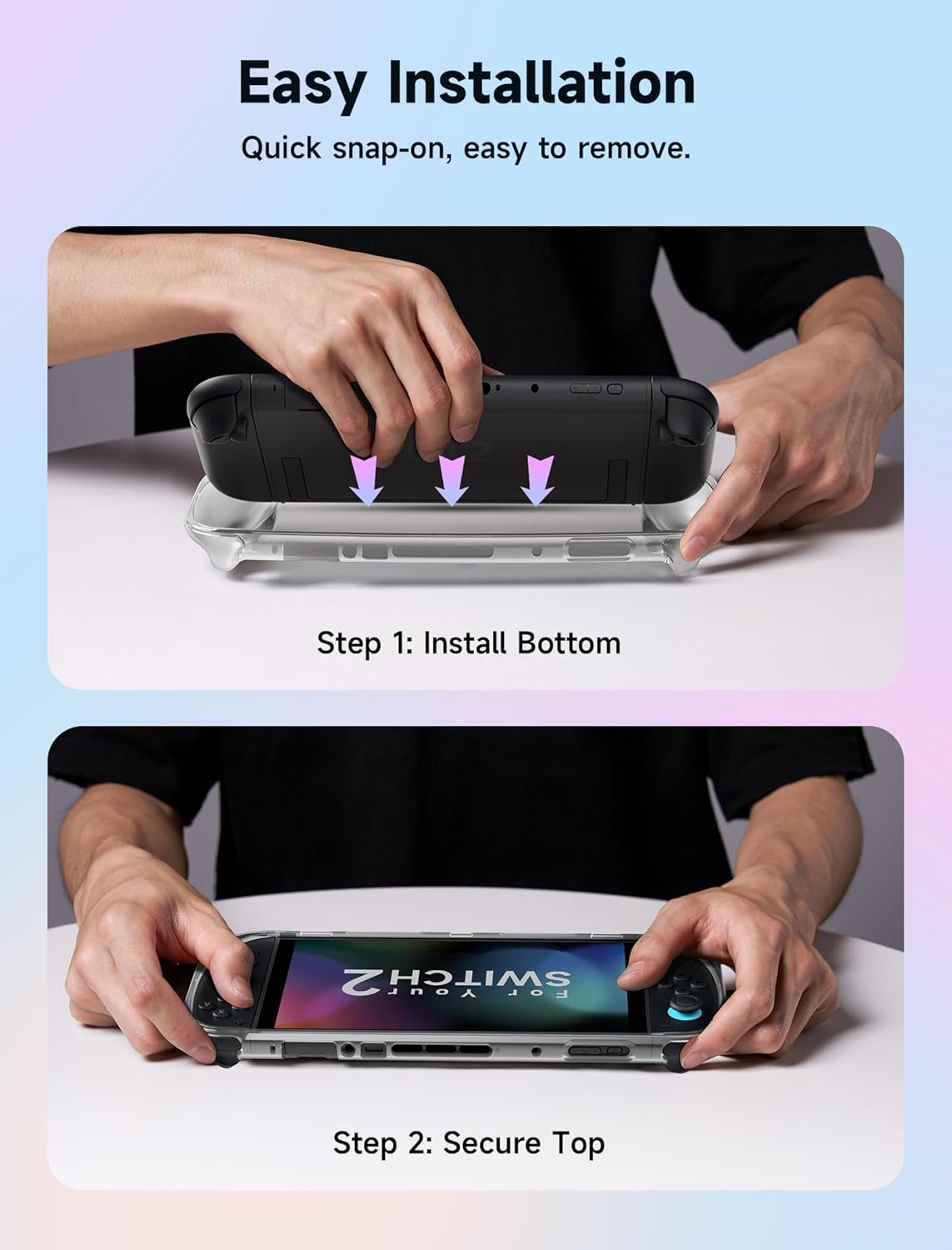 JSAUX Protective Case Designed for Nintendo Switch 2 2025, Portable Clear Cover Compatible with Switch 2 Case and Joycon Controller, Accessories with Shock-Absorption and Slim Skin Shell-Clear image number 6