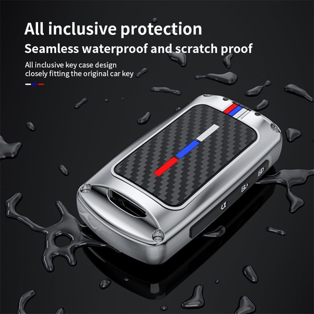 Ontto Luminous Car Key Fob Cover Fit for Mazda 3 6 Alexa CX-5 MX-5 Miata CX-9 CX-30 MX-30 CX-50 CX-90 2019-2025 Key Holder Metal Smart Shell Case Keyring Keychain Auto Styling Accessories - 4 Buttons-Black image number 5