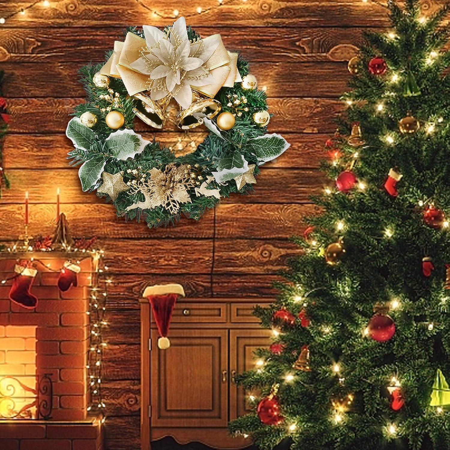 Christmas Wreath Christmas Decorations Artificial Pine Garland with Bowknot Leaves for Home Festival Wall Tables Wedding D&eacute;cor (12 Inches) image number 6