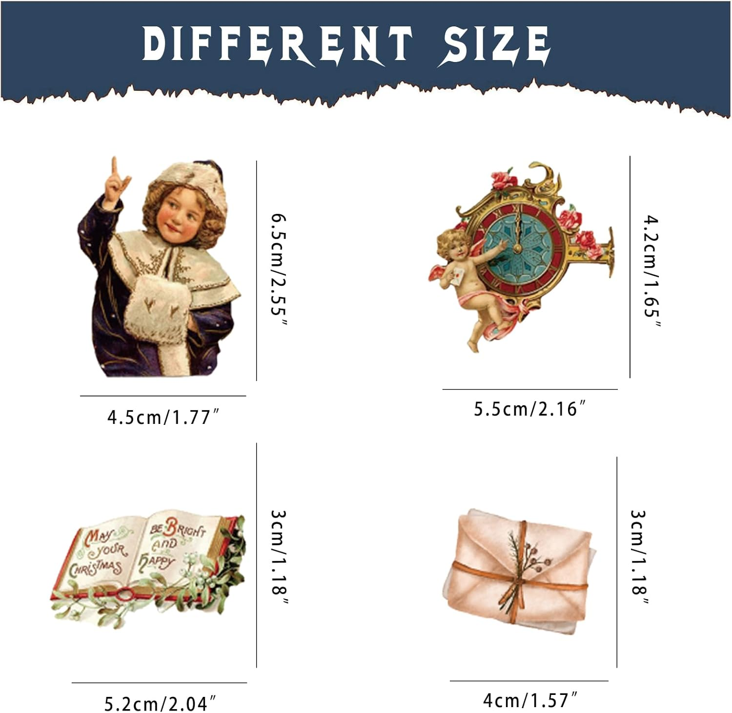 100 Pcs Christmas Stickers Non-Repeating Retro Santa Claus Stickers Christmas Decoration,Waterproof Holiday Sticker for Scrapbook,Cards,Junk Journals, Laptop,Water Bottles (Santa 100 Pcs) image number 1