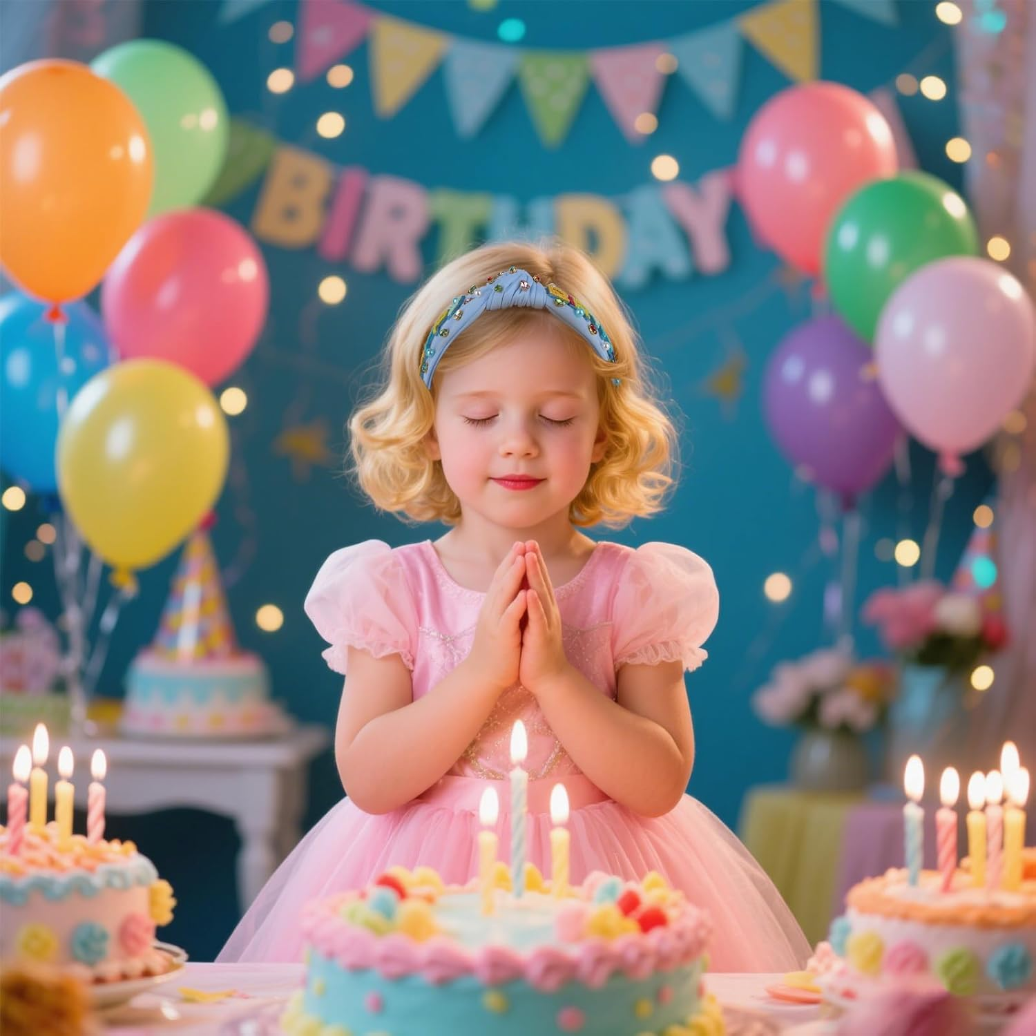 EXIPSAT Blue Birthday Crown Happy Birthday Headband, Colourful Beads & Stones Decorated Headband for Birthday Girls, Women'S Party Headpiece image number 1