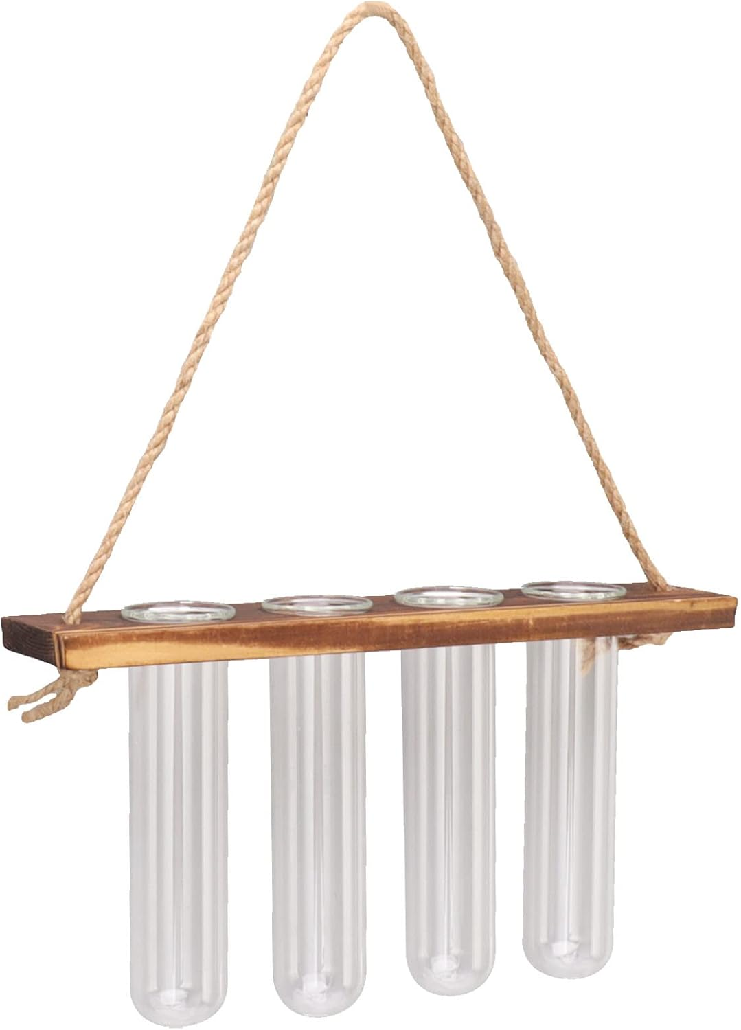 Plant Propagation Station, Wall Hanging Plant Terrarium with Wooden Stand Glass Planter Test Tube Plant Hanger Flower Vases for Hydroponic Plants Cutting Flower, Home Decoration (Retro Color)