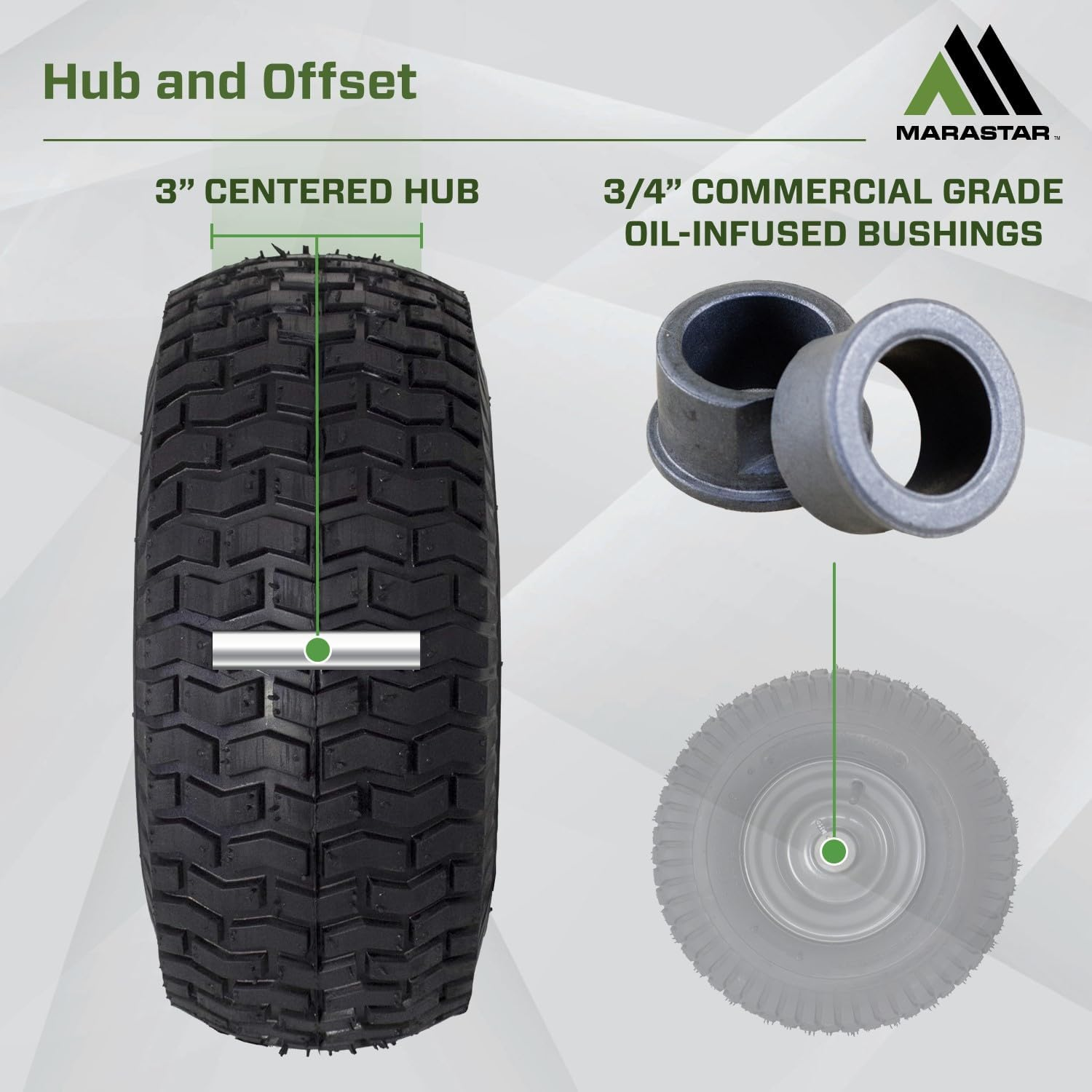 MARASTAR 21446-2PK 15X6.00-6 Tire and Wheel Assembly, Pneumatic Replacement Lawn Mower Front Tires Compatible with Craftsman Riding Lawn Mowers, 2 Pack, Easy Install Assembly