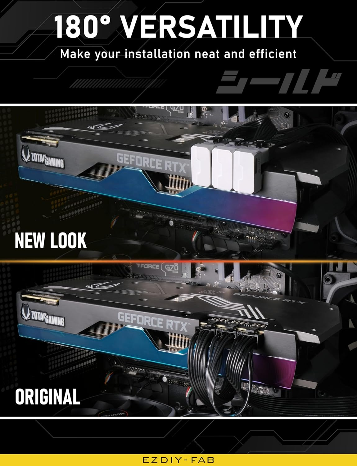 EZDIY-FAB Shield Series 8-Pin Pcie GPU Power Adapter,180-Degree U-Turn Angled Connector, Aluminum Design for Graphics Cards &ndash; Reverse Type,White-1 Pack image number 2