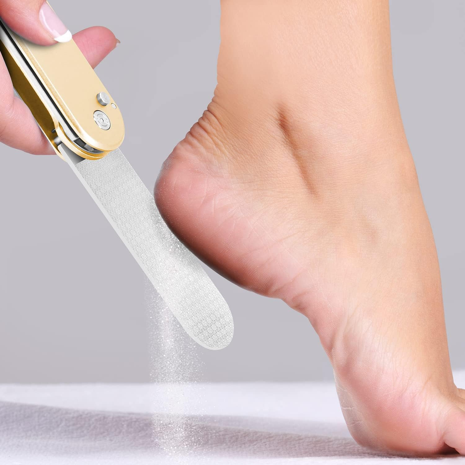 Foot File Callus Remover, 3-In-1 Stainless Steel Foot Scraper for Pedicure, Foot Rasp Callus Remover for Callus Removal, Cracked Feet, Foot Care (Champagne-F6D) image number 2