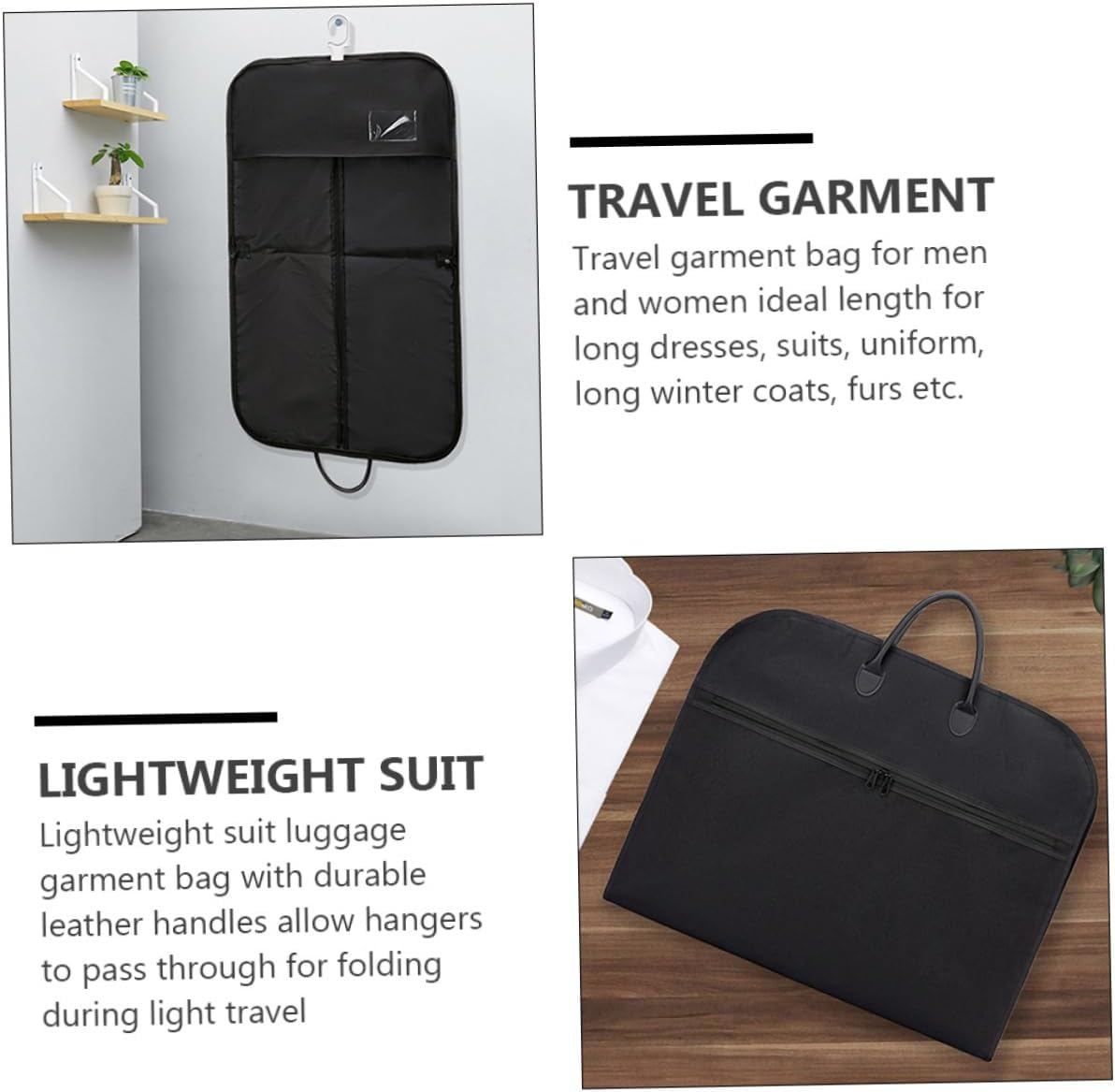 HOMOCONO Portable Suit Garment Bag Oxford Business Suit Bag Travel Cover Hanging Double Handles for Men Women image number 5