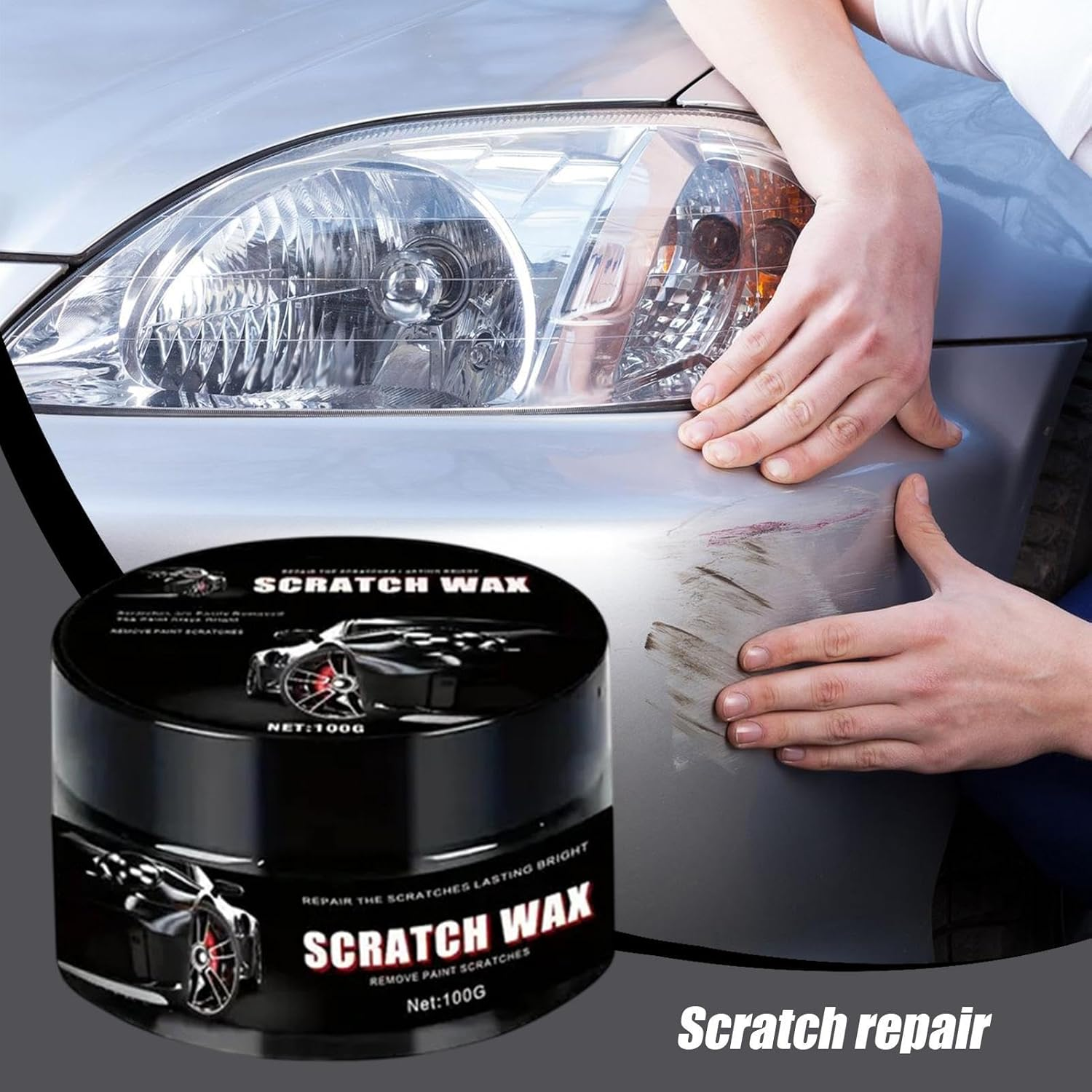 Car Paint Scratch Repair - Scratch Remover for Vehicles | 100G Quick Detailer Cleaner Restorer Protectant with Sponge for Clear Coat Single Stage Paint Matte Finish Chrome Trim Glass image number 1