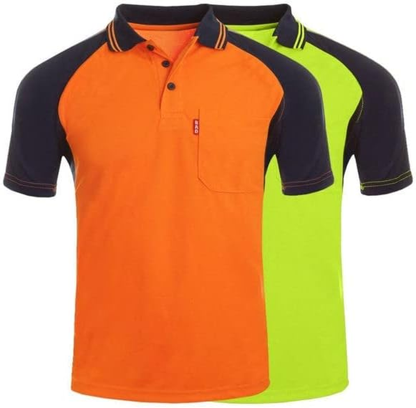 BAD WORKWEAR Hi-Vis S/S Polo Shirt - Micromesh Polo Work Shirt for Men - Lightweight Fit with UPF50+ Protection, Breathable & Moisture-Wicking image number 4