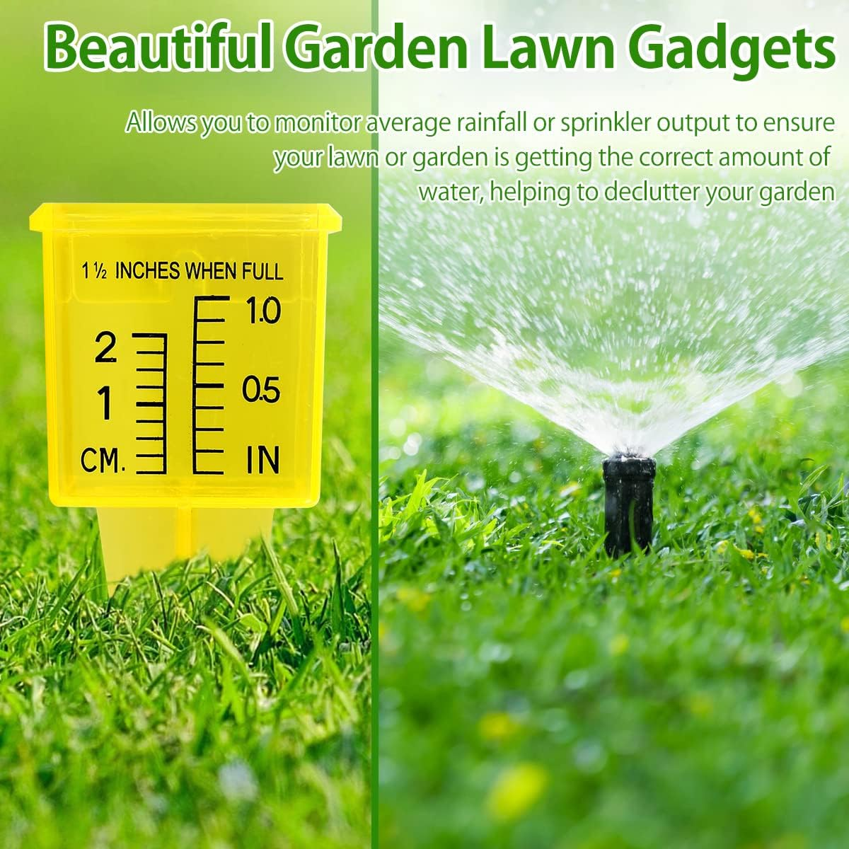 Bright Yellow Transparent Rain Gauge Outdoor Water Measuring Tool Plastic Sprinkler Gauge Instrument Reusable Garden Water Gauge Sprinkler Gauge for Garden Lawn Backyard (10Pcs) - 20Pcs image number 7