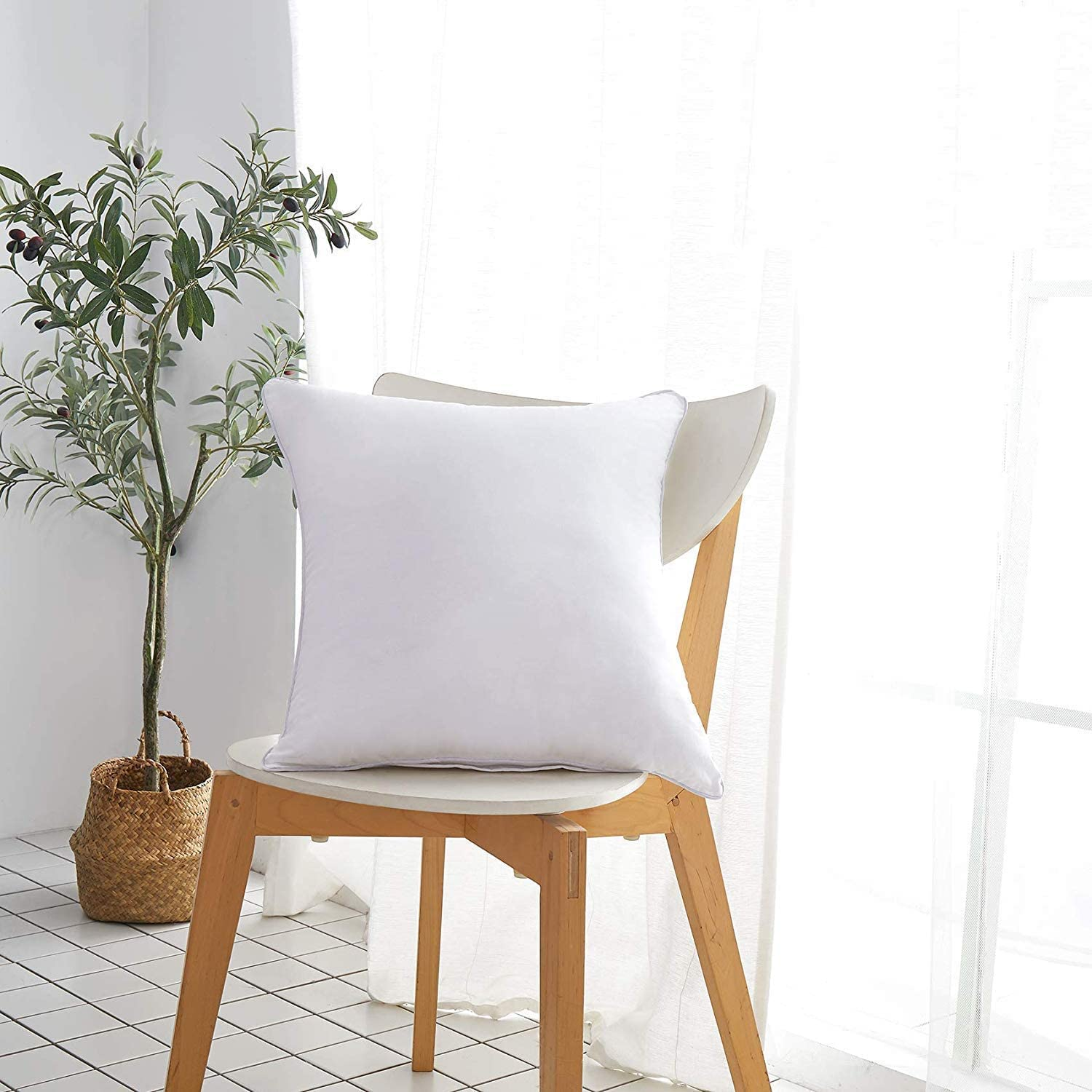 Bedding Cushion Inner Pads (Pack of 2), RKINC Cushion Stuffer Inserts, anti Allergy Cotton Blend Fabric, Hollowfibre Square Pillows (White) (55 X 55 Cm) image number 3