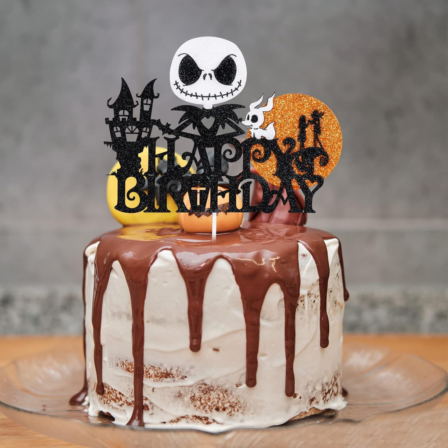 Jack Skellington Happy Birthday Cake Topper Halloween Horrible Birthday Cake Topper Decor Halloween Christmas Birthday Party Cake Supplies image number 1