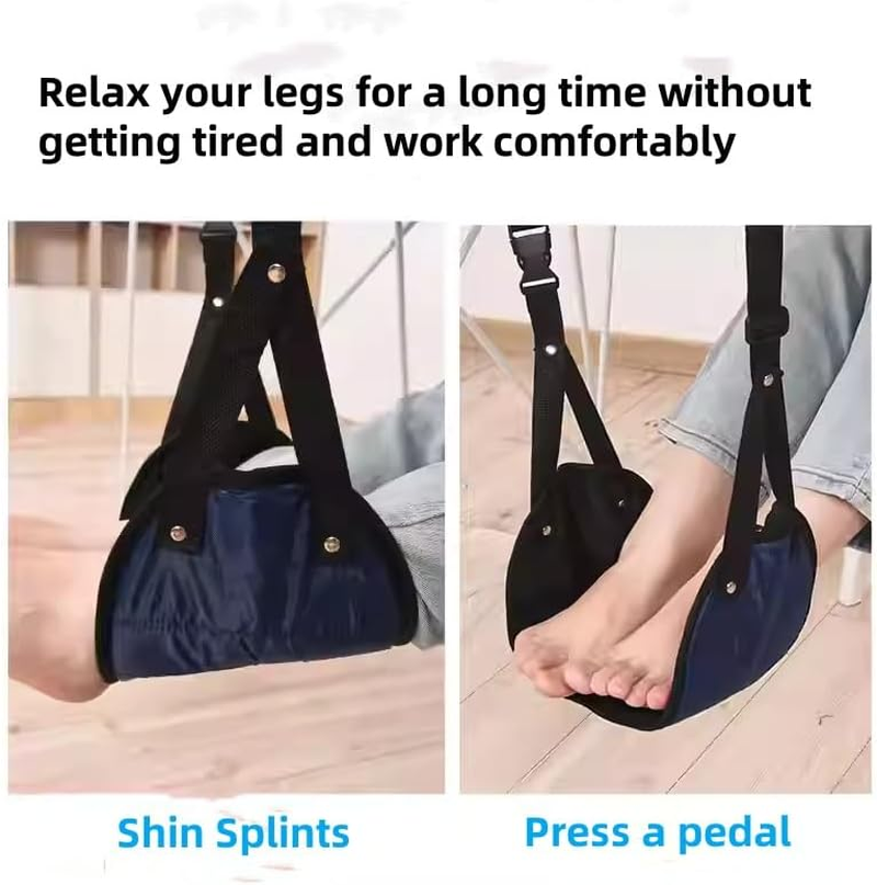Airplane Foot Rest Memory Foam Airplane Foot Hammock Portable Travel Footrest with Storage Bag Adjustable Comfortable Foot Hanger for Airplane/Business/Ship Travel an Office Nap(Navy Blue) image number 5