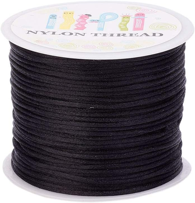 Elecrelive 109 Yards 1.5Mm Fuchsia Rattail Satin Nylon Trim Silk Cord Chinese Knotting Beading String Macrame Thread Cord for Necklace Bracelet Braided Jewelry Making