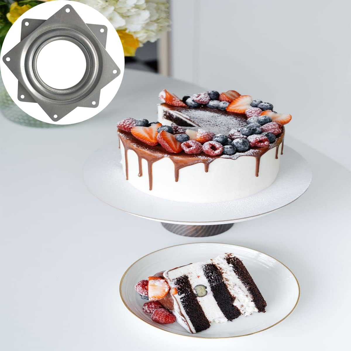 2 Pcs 4 Inch Susan Turntable Bearings Susan Turntable Lazy Susan Turntable Square Rotating Bearing Plate Lazy Susan Hardware Swivel Plate, for Swivel Plate,Corner Cabinet,Revolving Shelve in Kitchen image number 4