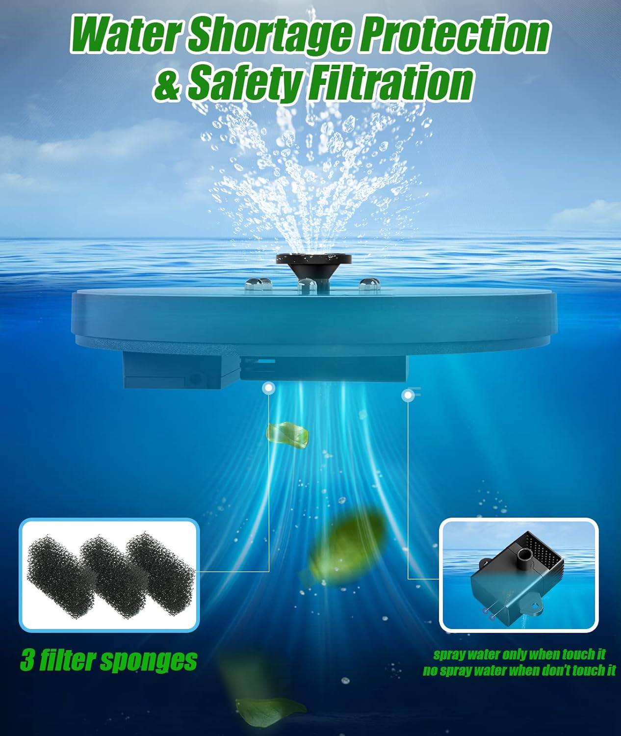 SZMP Solar Fountain Upgraded 100% Glass Panel, 3.5W Floating Solar Powered Water Pump Built-In 2000 Battery with 7 Nozzle & 4 Fixer, Solar Bird Bath Fountain for Garden, Pond, Pool, Outdoor (Colorful) image number 6