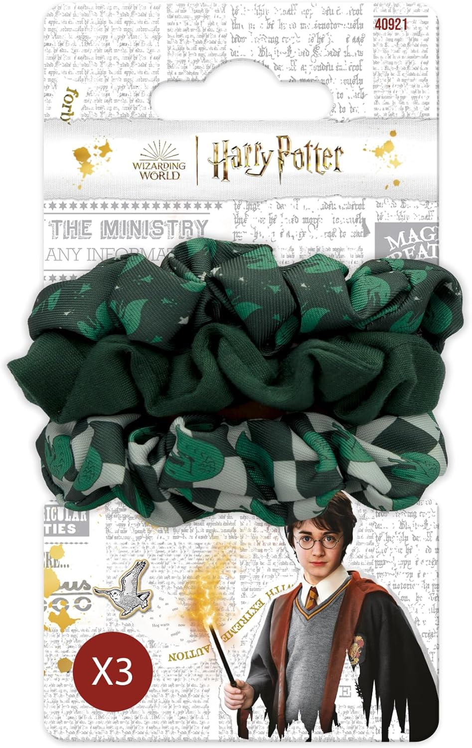 Harry Potter - Set of 3 Hair Bobbles - Simple Hairstyle - Official Hogwarts School Accessories - Slytherin House