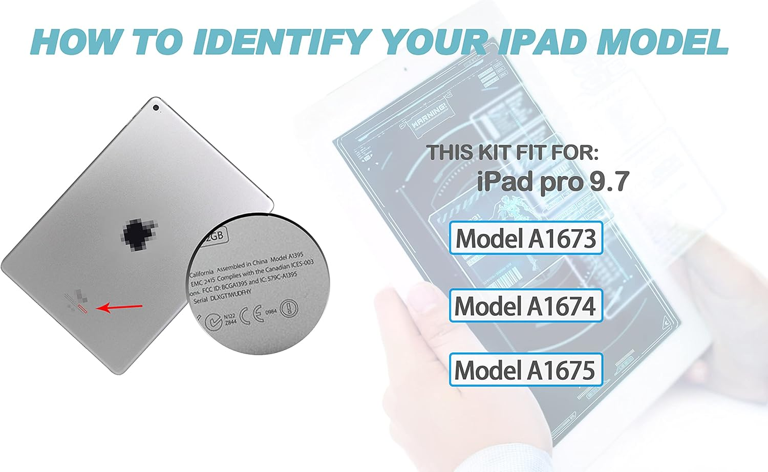 Touch Screen Replacement Parts Digitizer Glass Assembly for Ipad Pro 9.7(1673 A1674 A1675) + Professional Tool Kit(White)